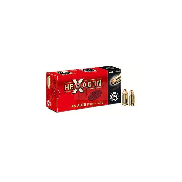 MUNITION GECO 45 ACP HEXAGON 200 GRS