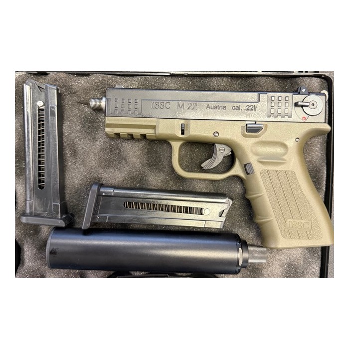 PISTOLET ISSC M22 FILETÉ BICOLORE + SILENCIEUX